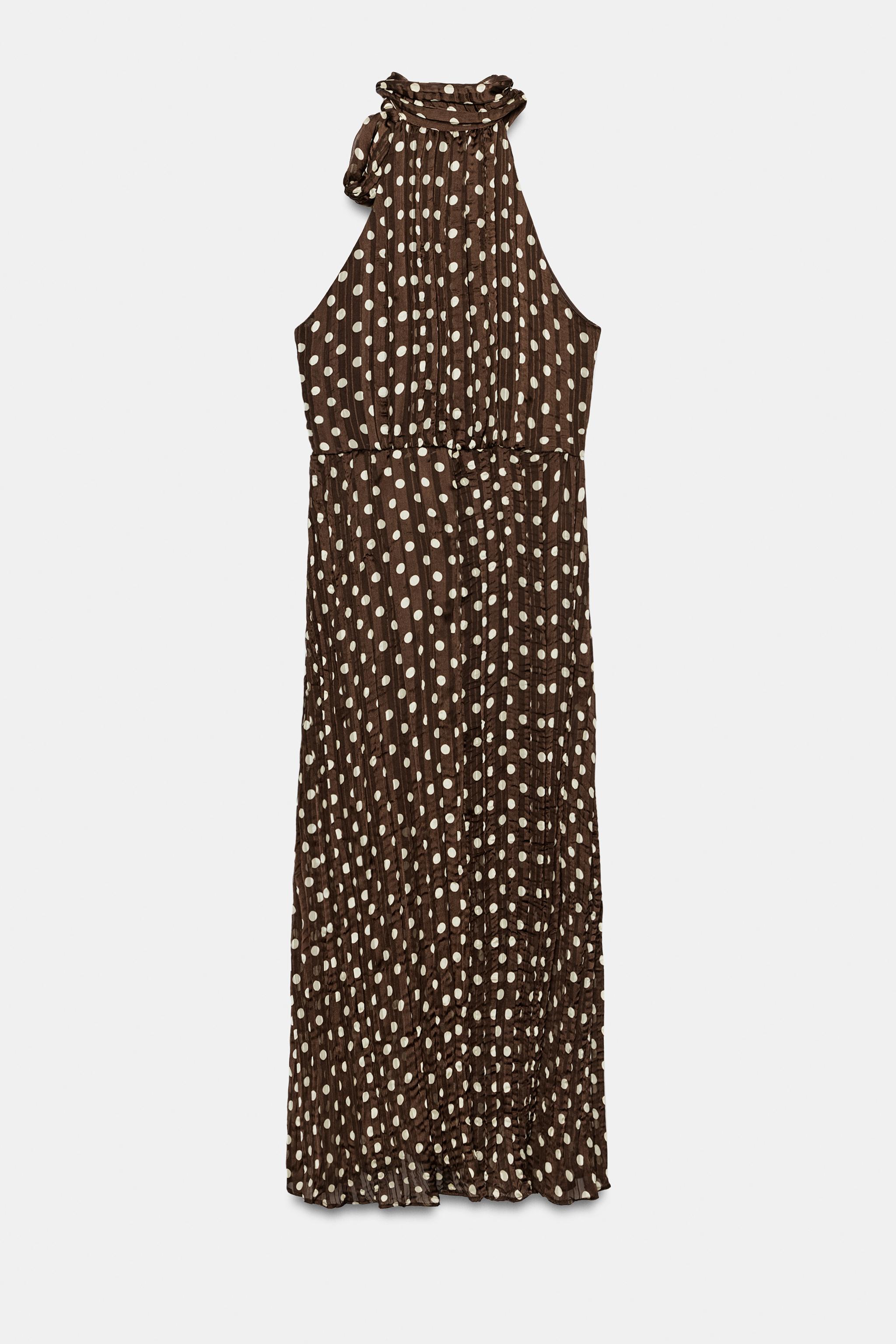 TIED POLKA DOT MIDI DRESS